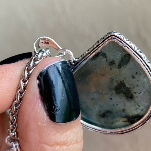 925 sterling silver overlay iridescent labradorite charm boho gemstone necklace - Picture 5 of 15